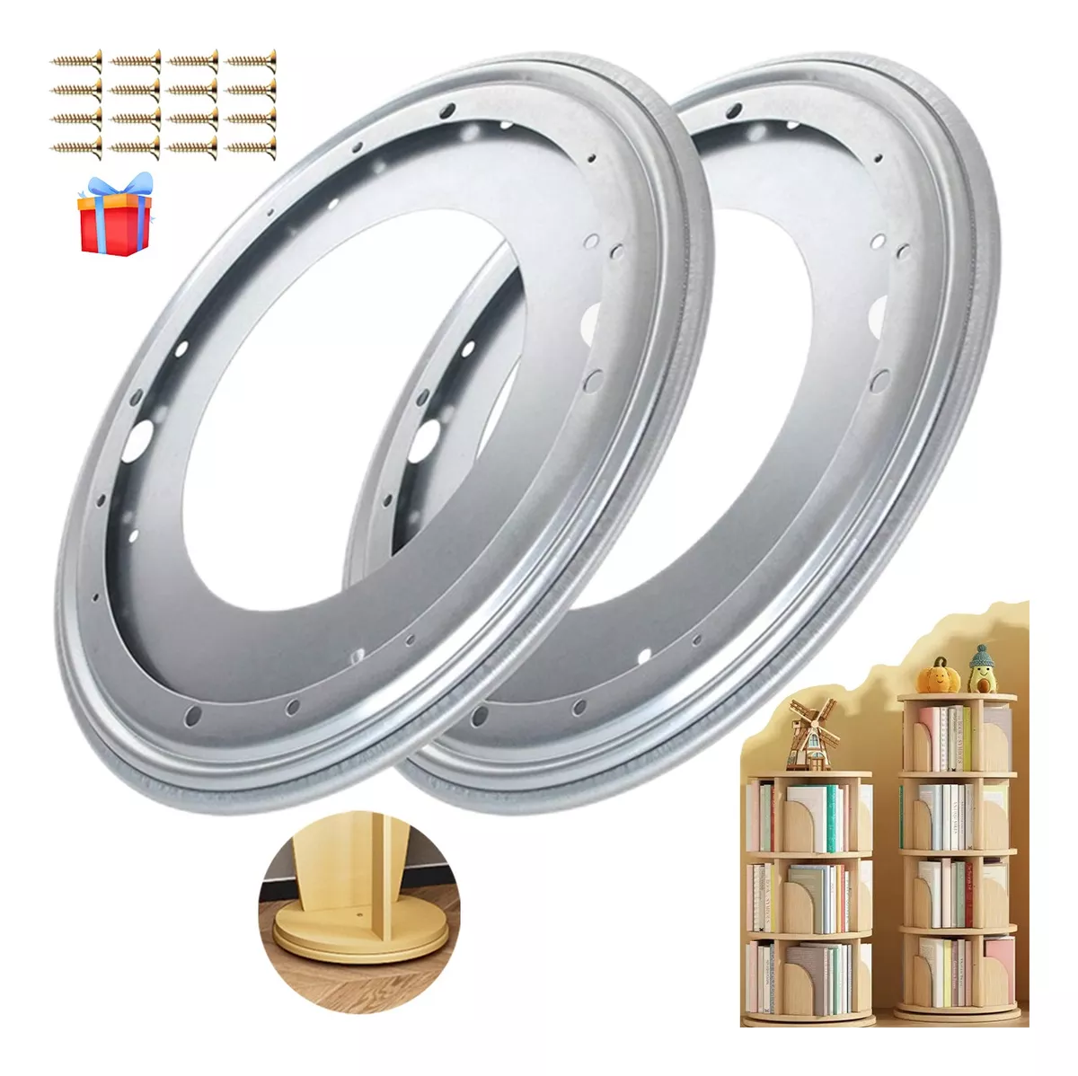 Foto 6 pulgar | Base Giratoria Para Muebles, 30.5 Cm 2 Pcs, Plata