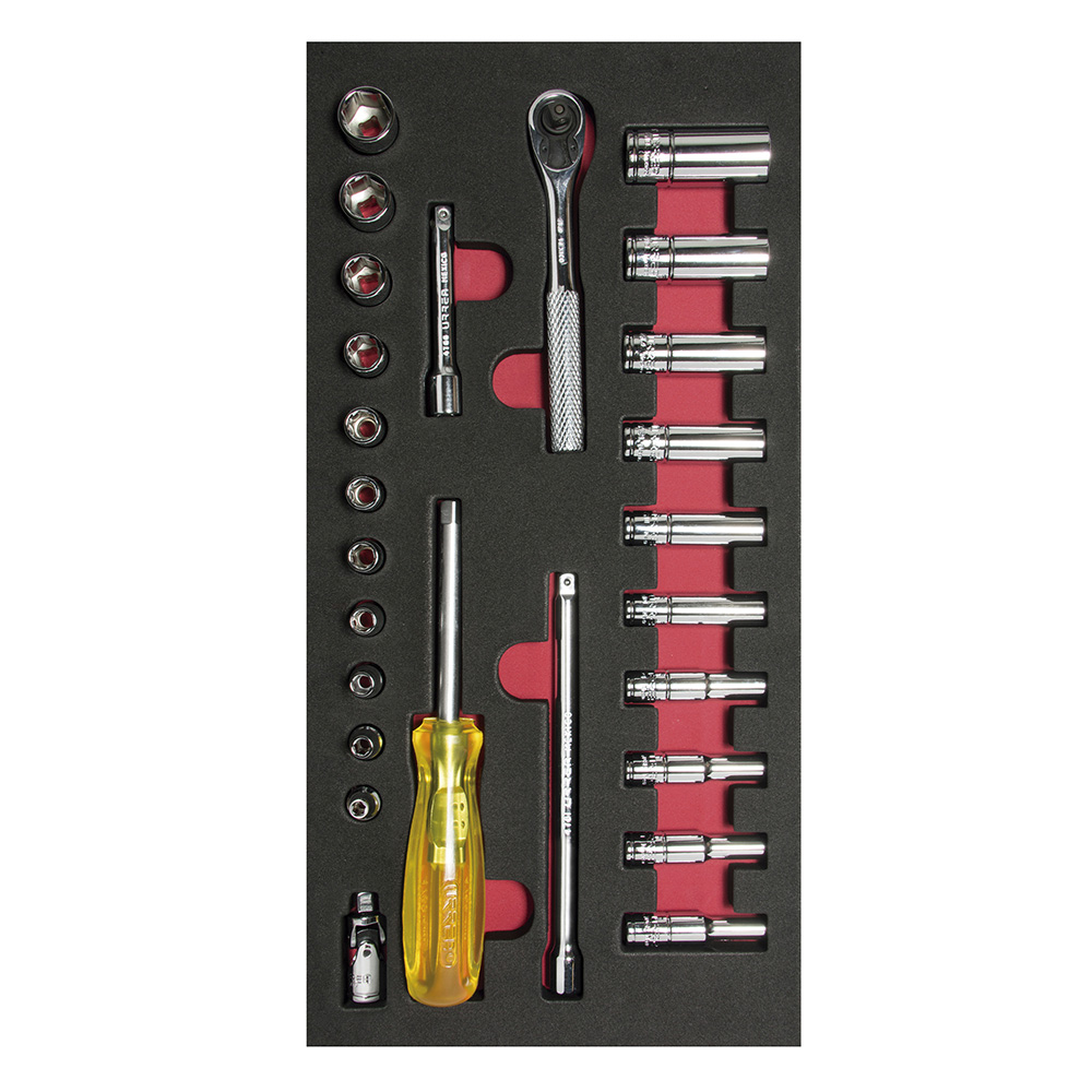 Juego De Dados Cortos Y Largos Y Accesorios Cuadro De 1/4'' En Pulgadas, 26 Piezas Urrea