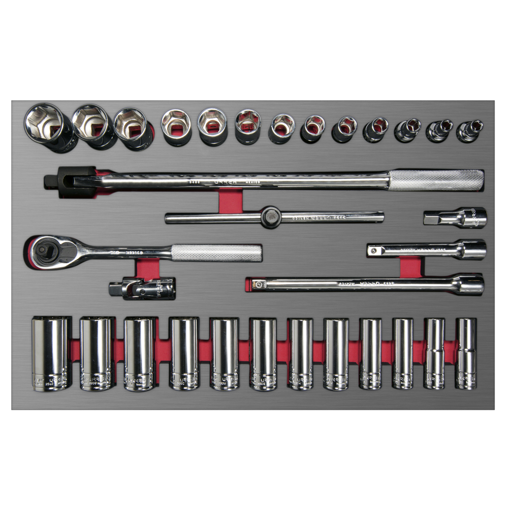 Juego De Dados Cortos Y Largos Y Accesorios De 1/2'' En Pulgadas, 32 Piezas Urrea