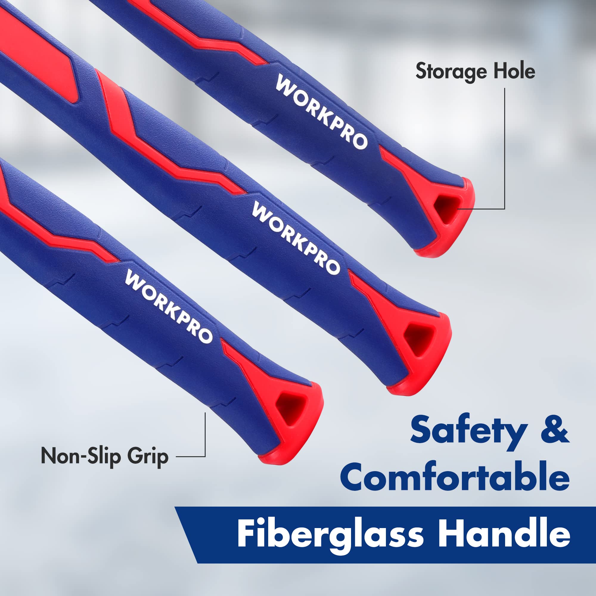 Foto 6 pulgar | Juego De Martillos Workpro De 5 Piezas Con Mazo De Goma Y Trineo De 1,4 Kg - Venta Internacional.