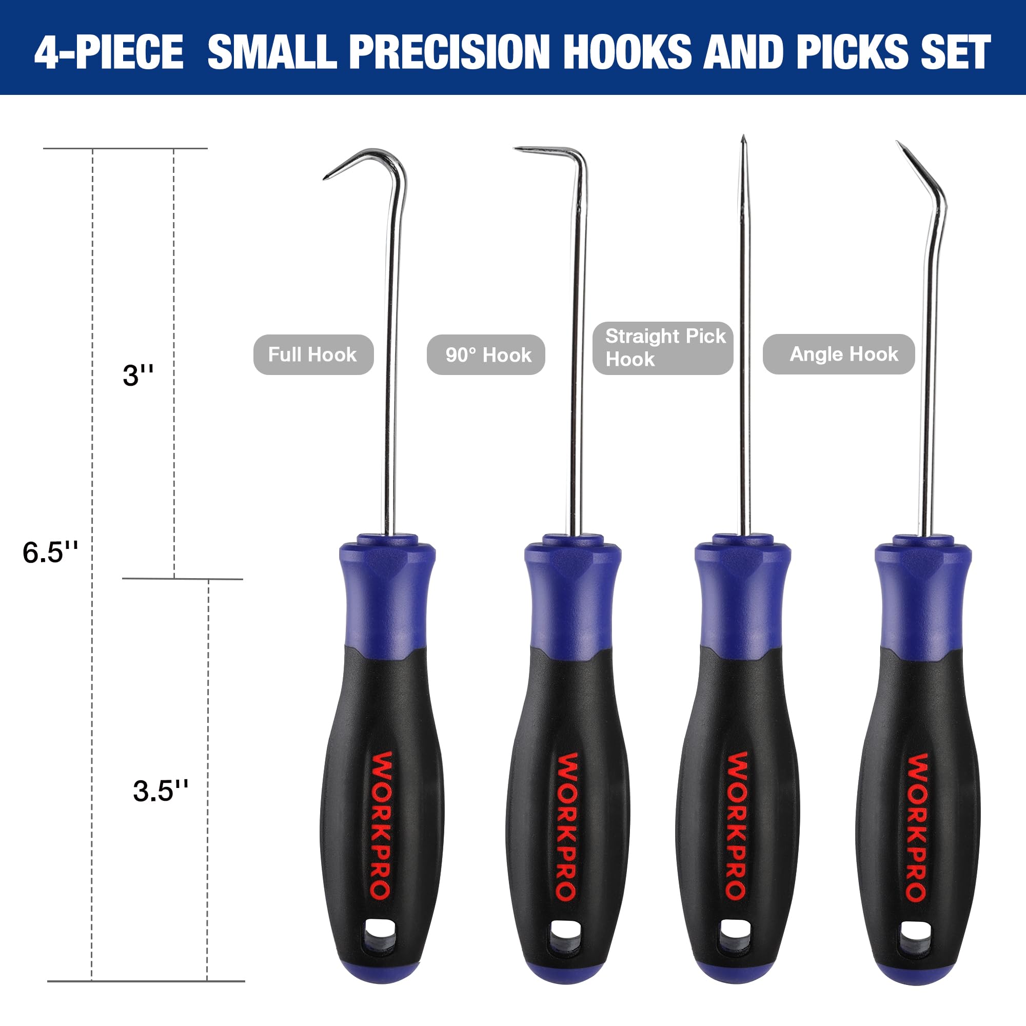 Foto 3 pulgar | Juego De Ganchos Y Púas Workpro Precision De 4 Piezas Con Bolsa - Venta Internacional.