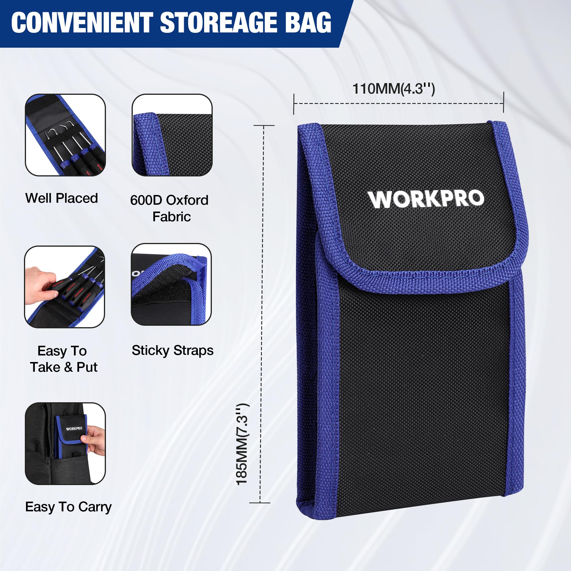 Foto 7 pulgar | Juego De Ganchos Y Púas Workpro Precision De 4 Piezas Con Bolsa - Venta Internacional.