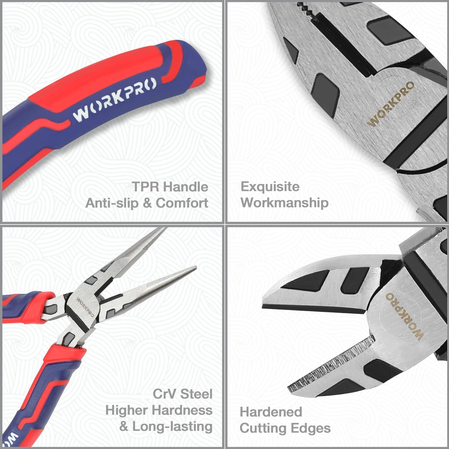 Foto 4 pulgar | Juego De Alicates Workpro Premium Cr-v Construction De 6 A 8 Pulgadas Con Bolsa - Venta Internacional.