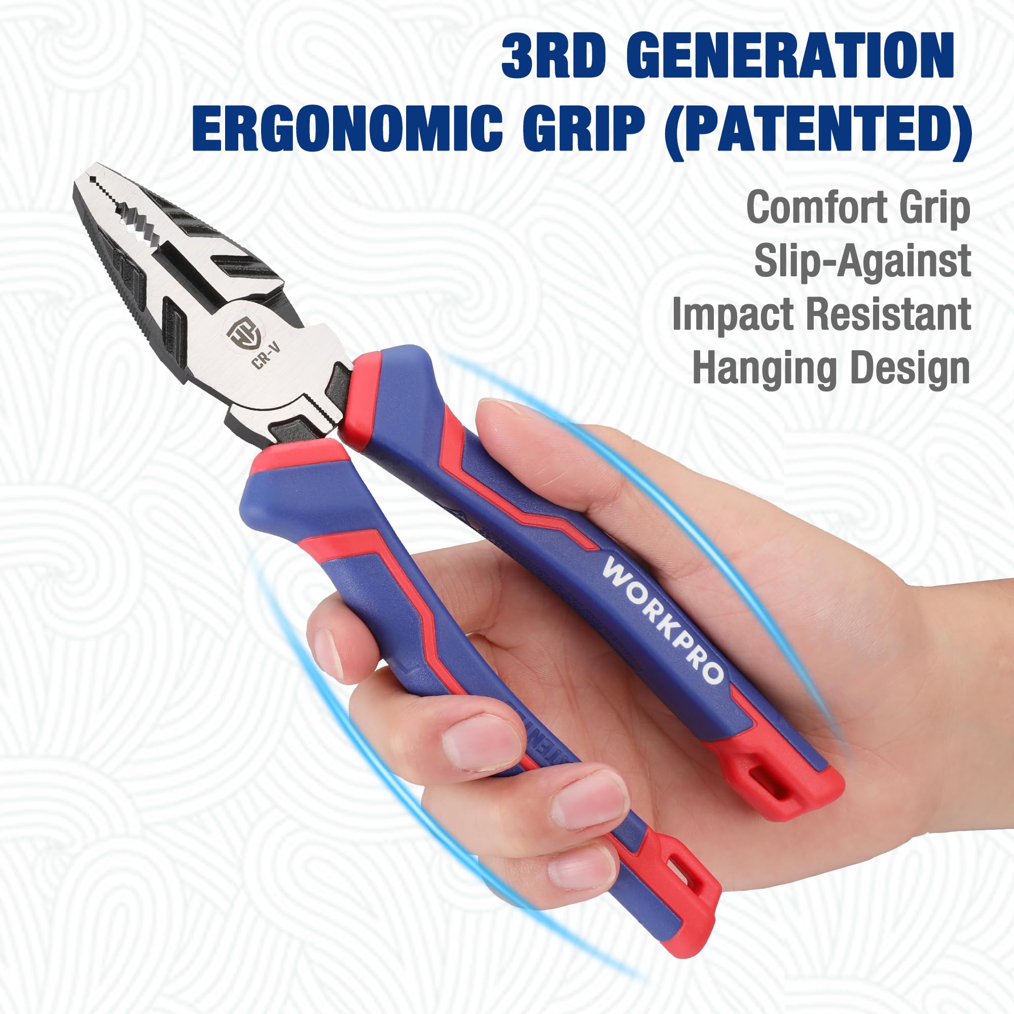 Foto 5 pulgar | Extractor De Tornillos Pliers Workpro Linesman Pro Con Mordazas Antideslizantes - Venta Internacional.
