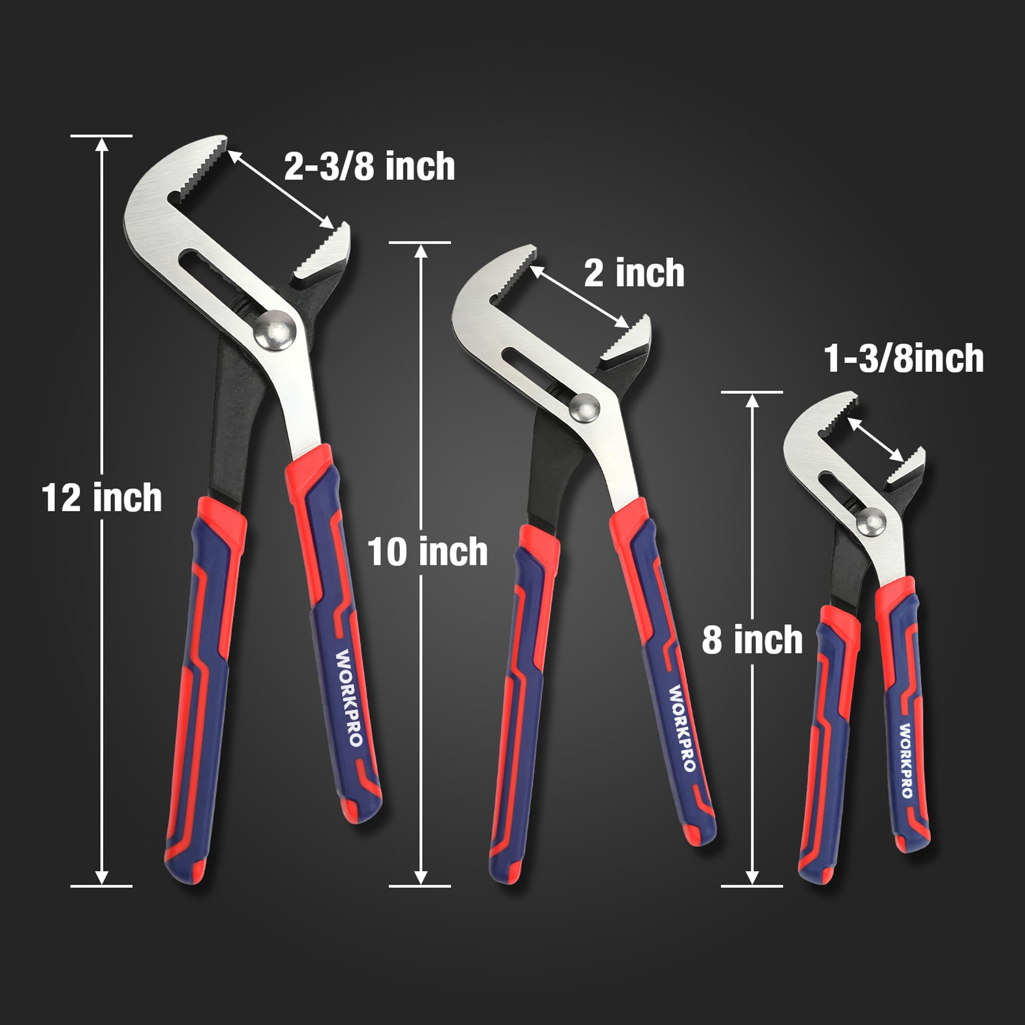 Foto 4 pulgar | Juego De Alicates Workpro Groove Joint 30/25/20 Cm Ajustables - Venta Internacional.