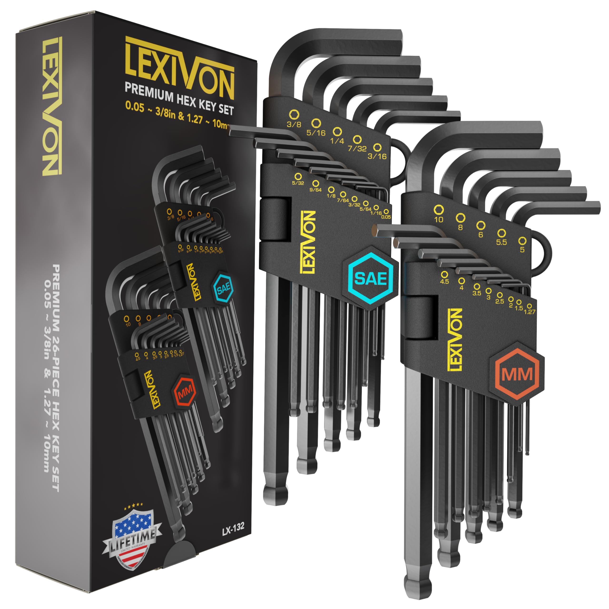 Juego De Llaves Allen Lexivon Lx-132, 26 Piezas, Premium Metric & Sae - Venta Internacional.