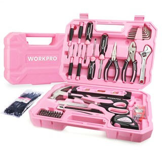 Foto 1 | Kit De Herramientas Workpro Pink 258 Piezas Con Martillo Rosa Y Destornillador - Venta Internacional.
