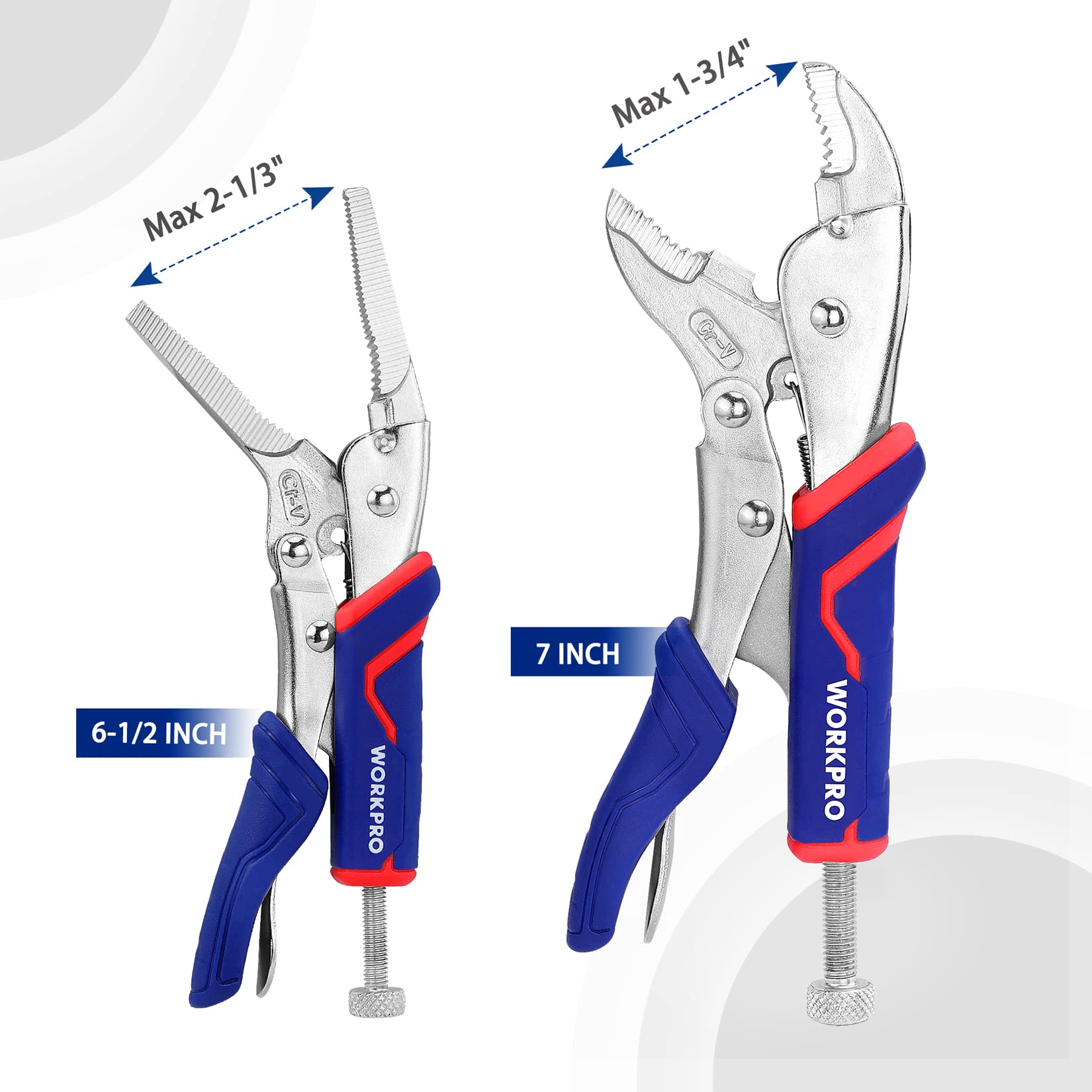 Foto 4 pulgar | Juego De Alicates Con Cierre Workpro, 2 Piezas, Acero Cr-v, 18 Cm Y 17 Cm - Venta Internacional.