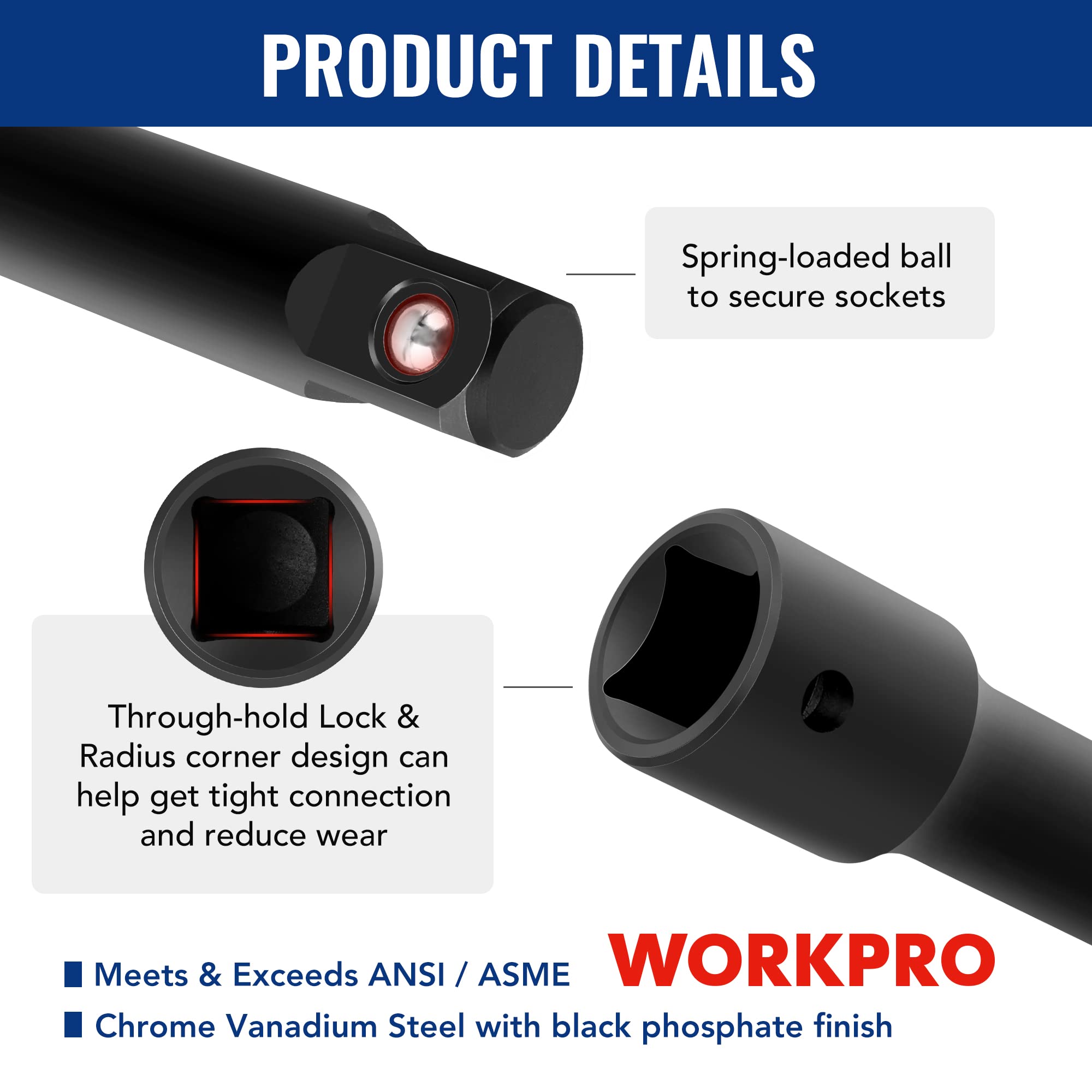 Foto 5 pulgar | Juego de Accesorios para Herramientas de Accionamiento Workpro 18 Piezas con Estuche - Venta Internacional