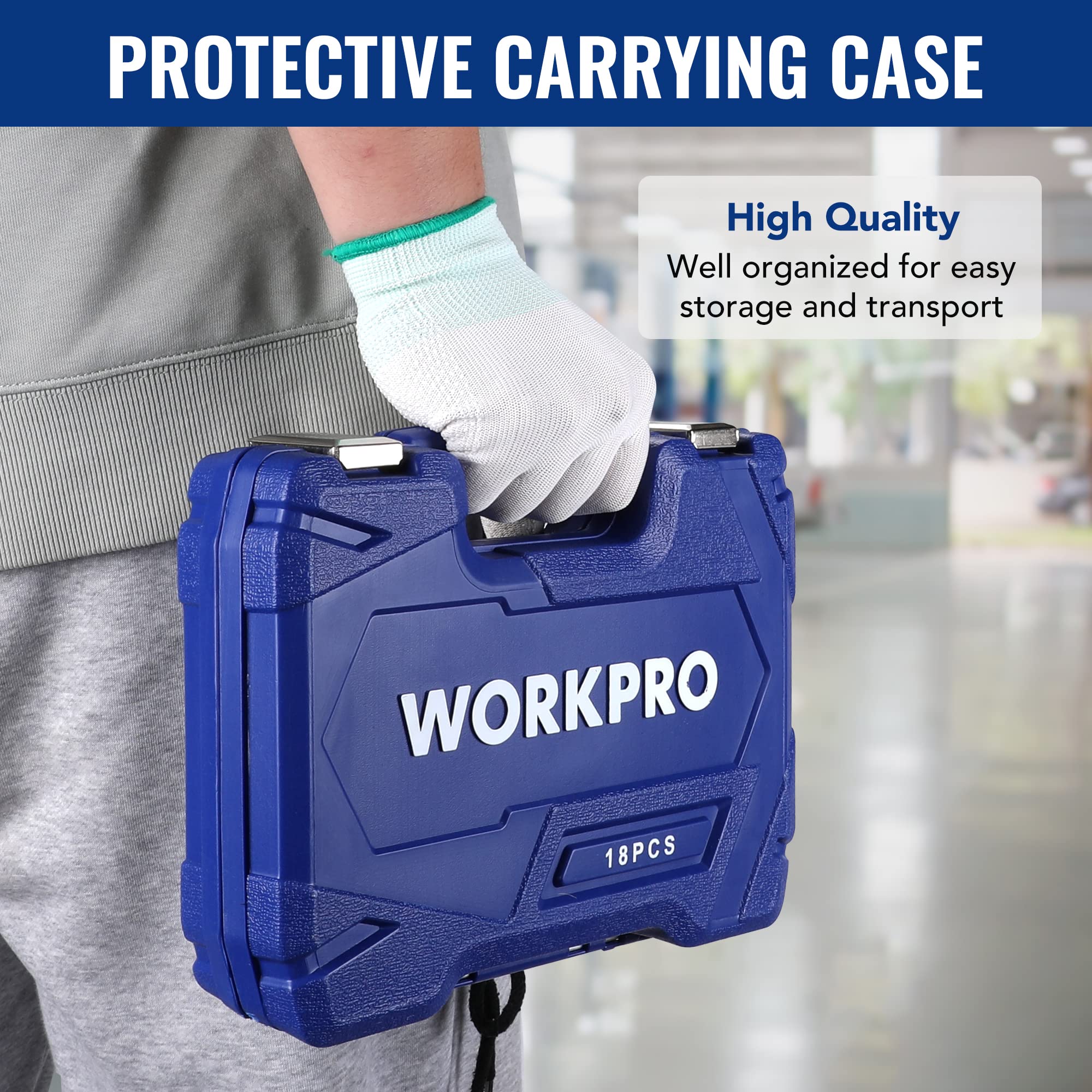 Foto 7 pulgar | Juego de Accesorios para Herramientas de Accionamiento Workpro 18 Piezas con Estuche - Venta Internacional
