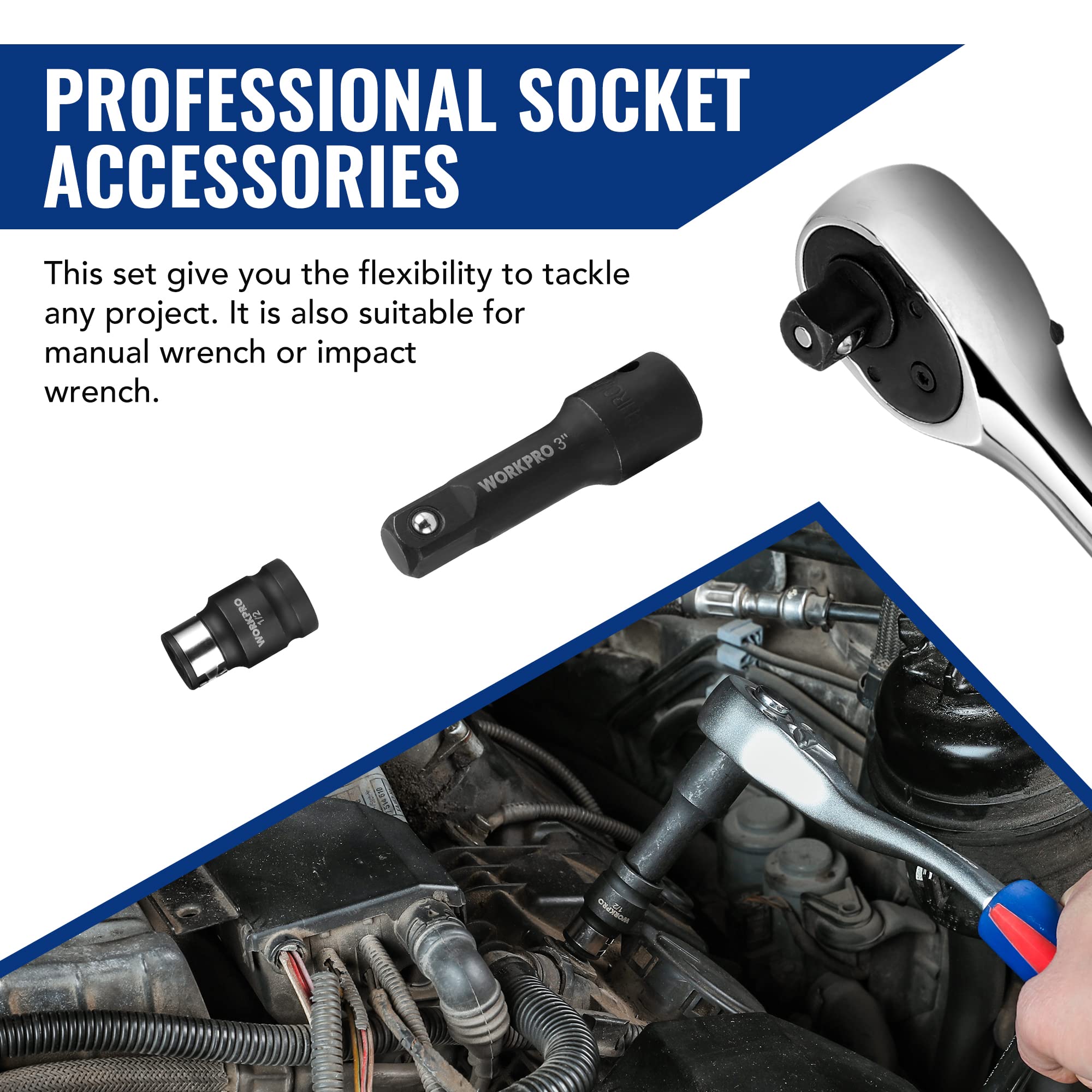 Foto 8 pulgar | Juego de Accesorios para Herramientas de Accionamiento Workpro 18 Piezas con Estuche - Venta Internacional