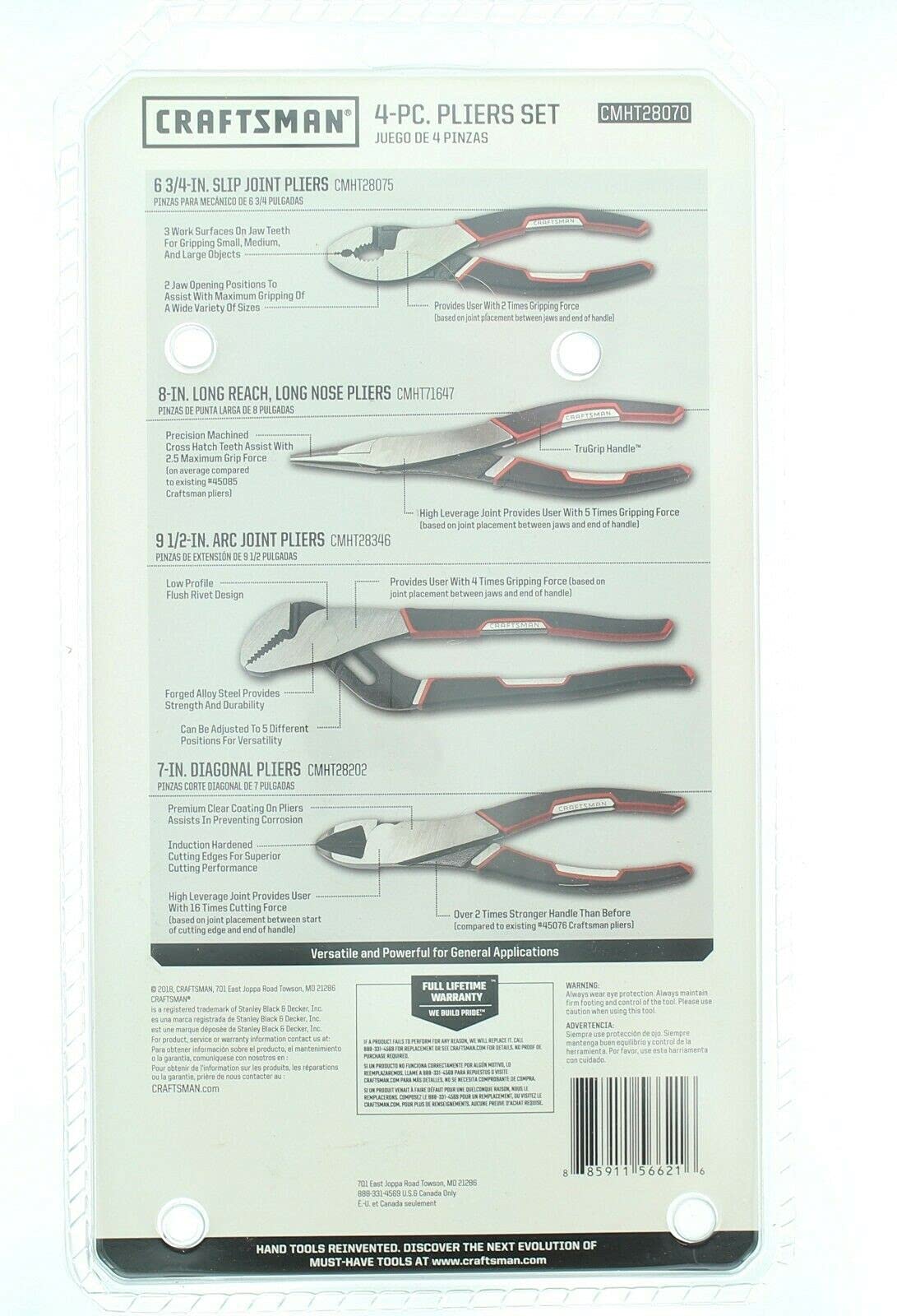 Foto 5 pulgar | Juego De Alicates Craftsman 928070 Tru-grip De 4 Piezas Con Garantía De Por Vida - Venta Internacional.