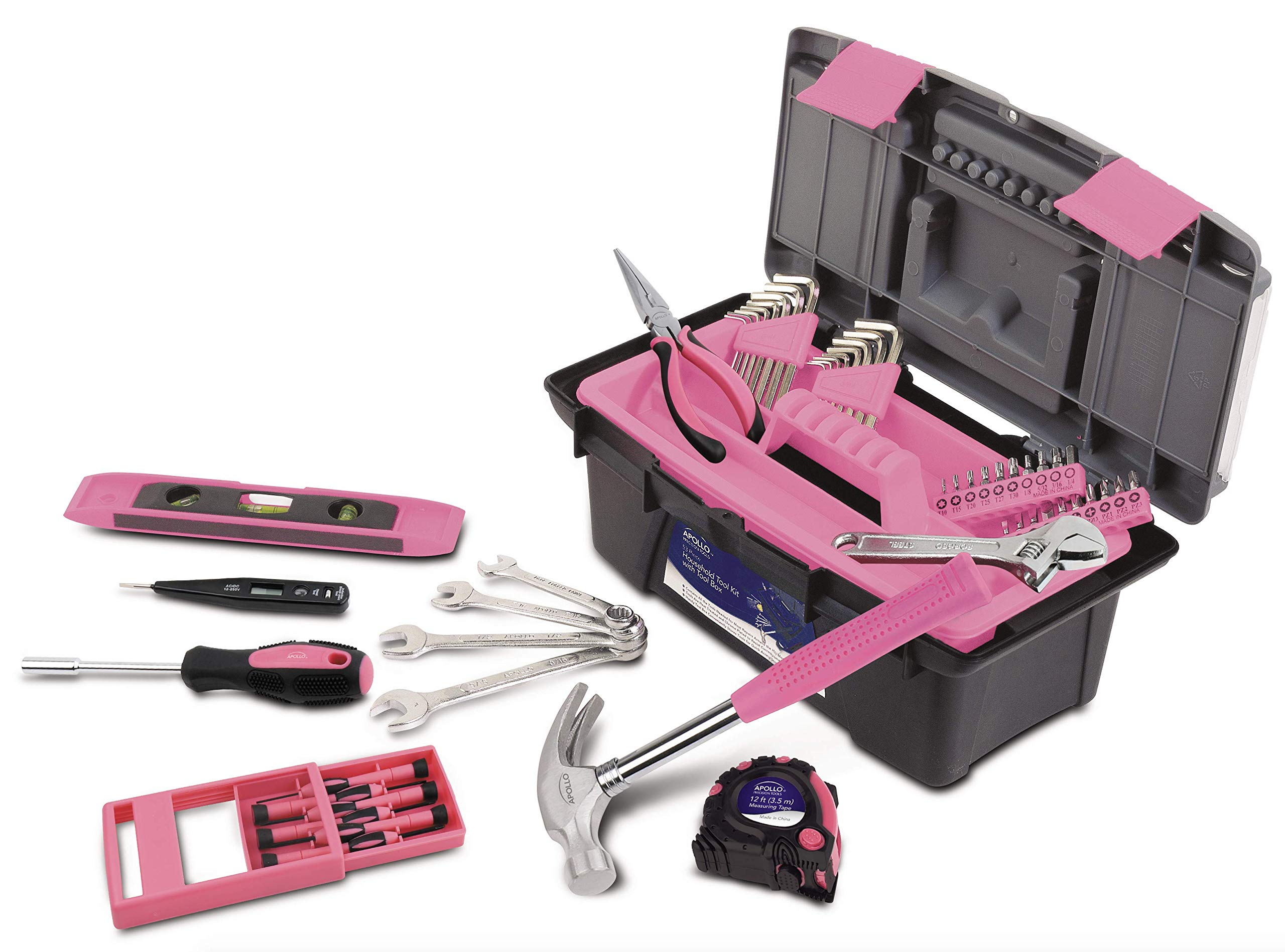 Foto 2 pulgar | Juego De Herramientas Apollo Tools, 53 Piezas, Para Reparaciones De Bricolaje, Cinta Rosa - Venta Internacional.