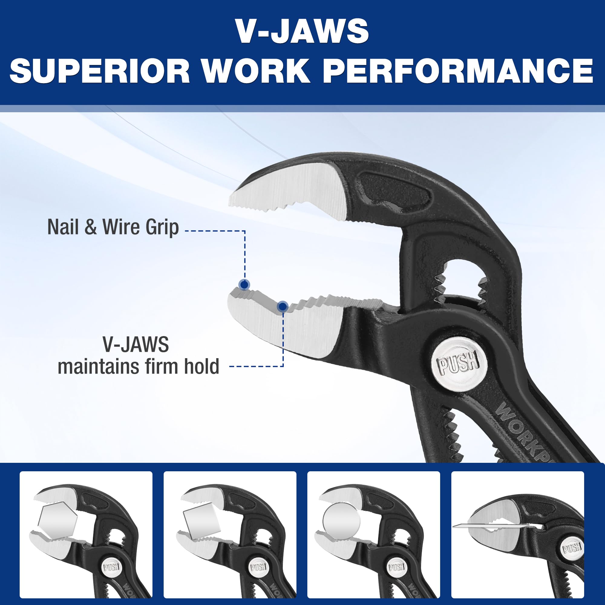 Foto 4 pulgar | Juego De Alicates Workpro De 7 Y 10 Ranuras Para Juntas En V Jaw Cr-v Steel - Venta Internacional.