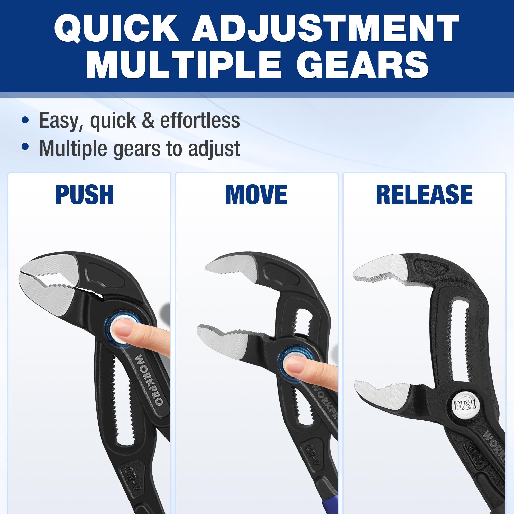 Foto 6 pulgar | Juego De Alicates Workpro De 7 Y 10 Ranuras Para Juntas En V Jaw Cr-v Steel - Venta Internacional.