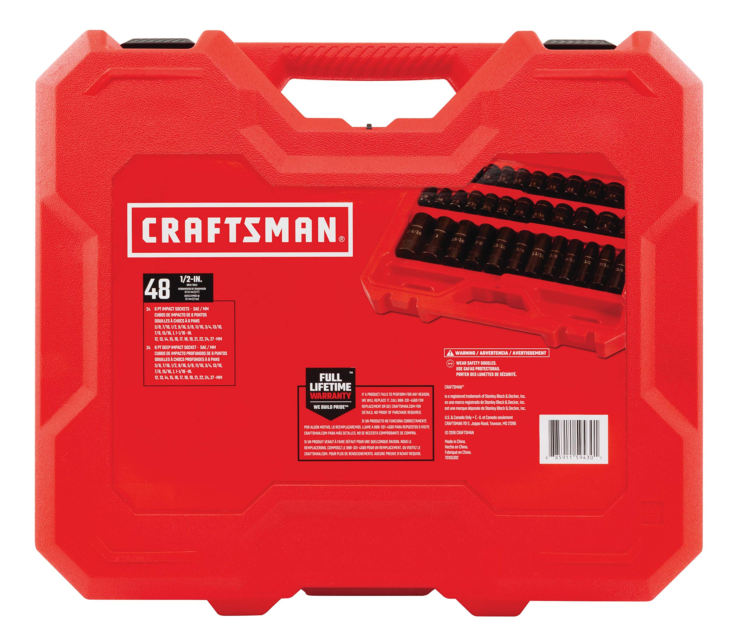 Foto 3 | Juego De Enchufes Craftsman Deep Impact Sae De 1/2 Pulgada Y 48 Piezas - Venta Internacional.