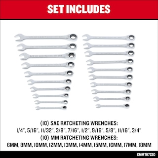 Foto 5 | Juego De Llaves Craftsman Ratcheting 20 Piezas Sae/metric (cmmt87220) - Venta Internacional.
