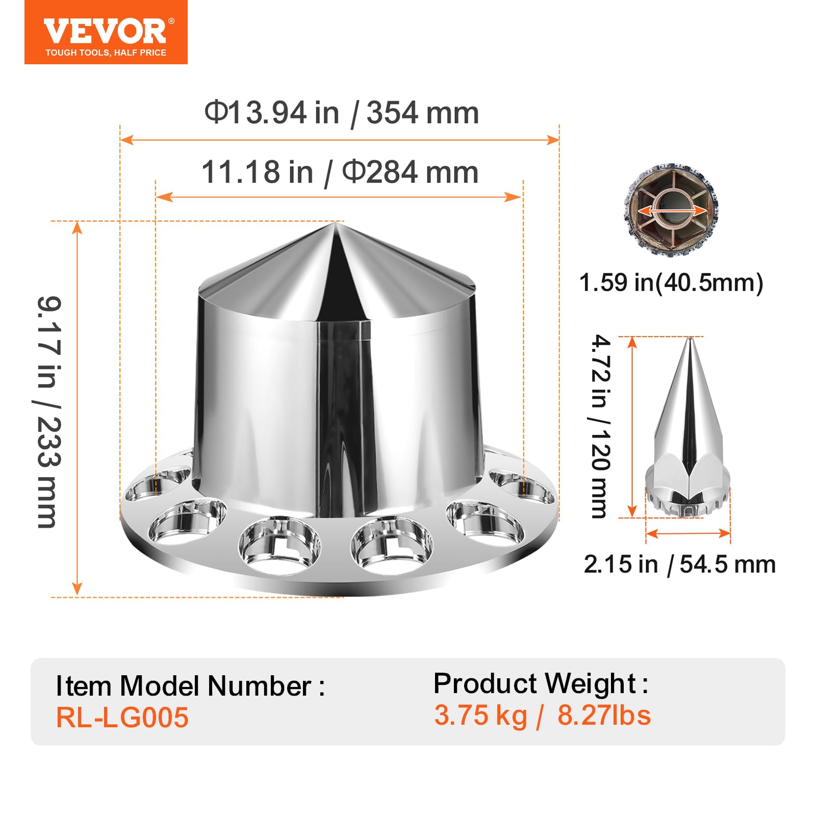 Foto 7 | Cubiertas De Rueda Del Eje Trasero Vevor Spiked Para Semirremolque Universal - Venta Internacional.