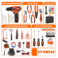Foto 3 | Kit De Herramientas Con Inalambricos Taladro Eléctrico 229pcs Eo Safe Imports Esi-9243-1 Multicolor