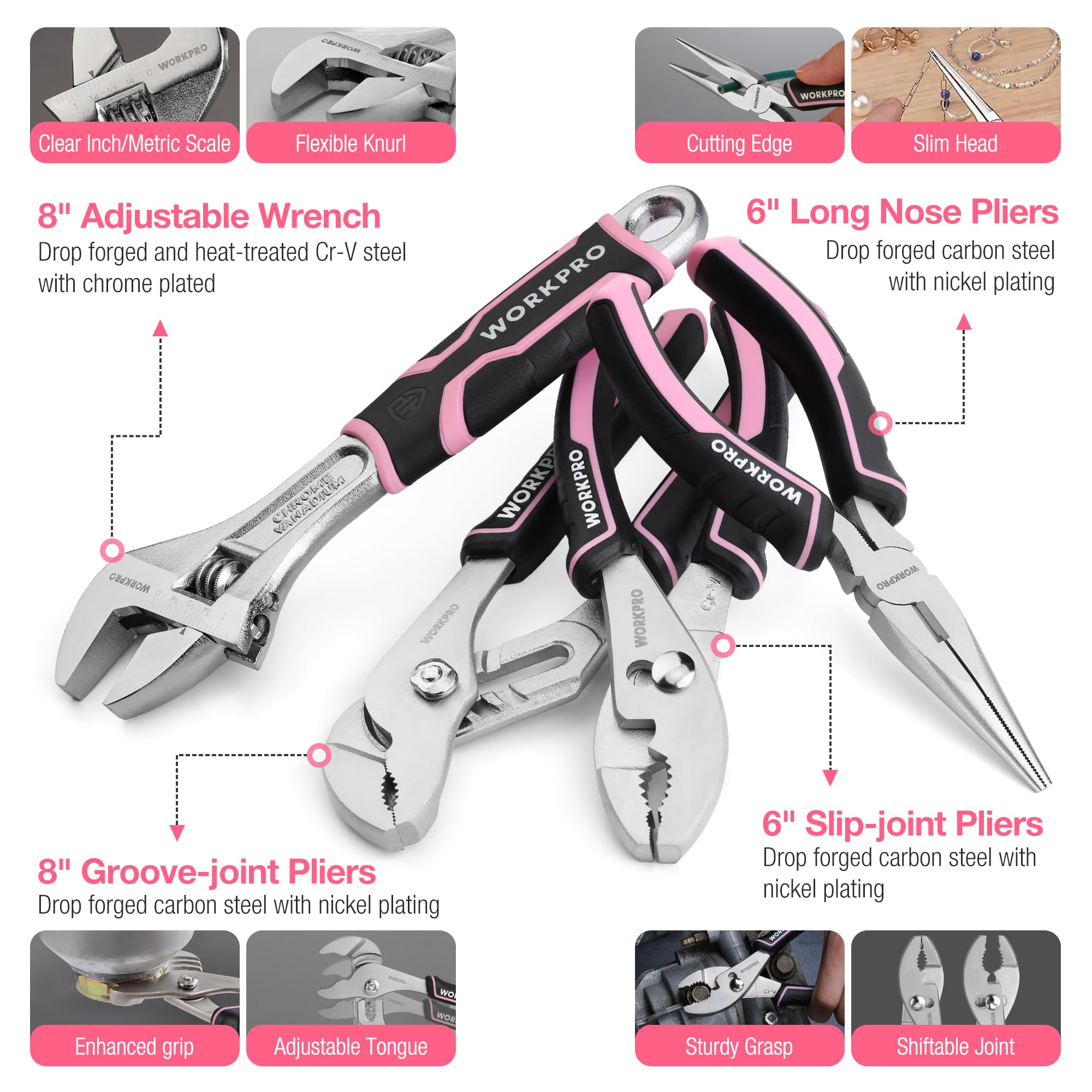 Foto 5 pulgar | Juego De Herramientas Workpro Pink 277 Piezas Con Bolsa Y Bolsa De Almacenamiento - Venta Internacional.