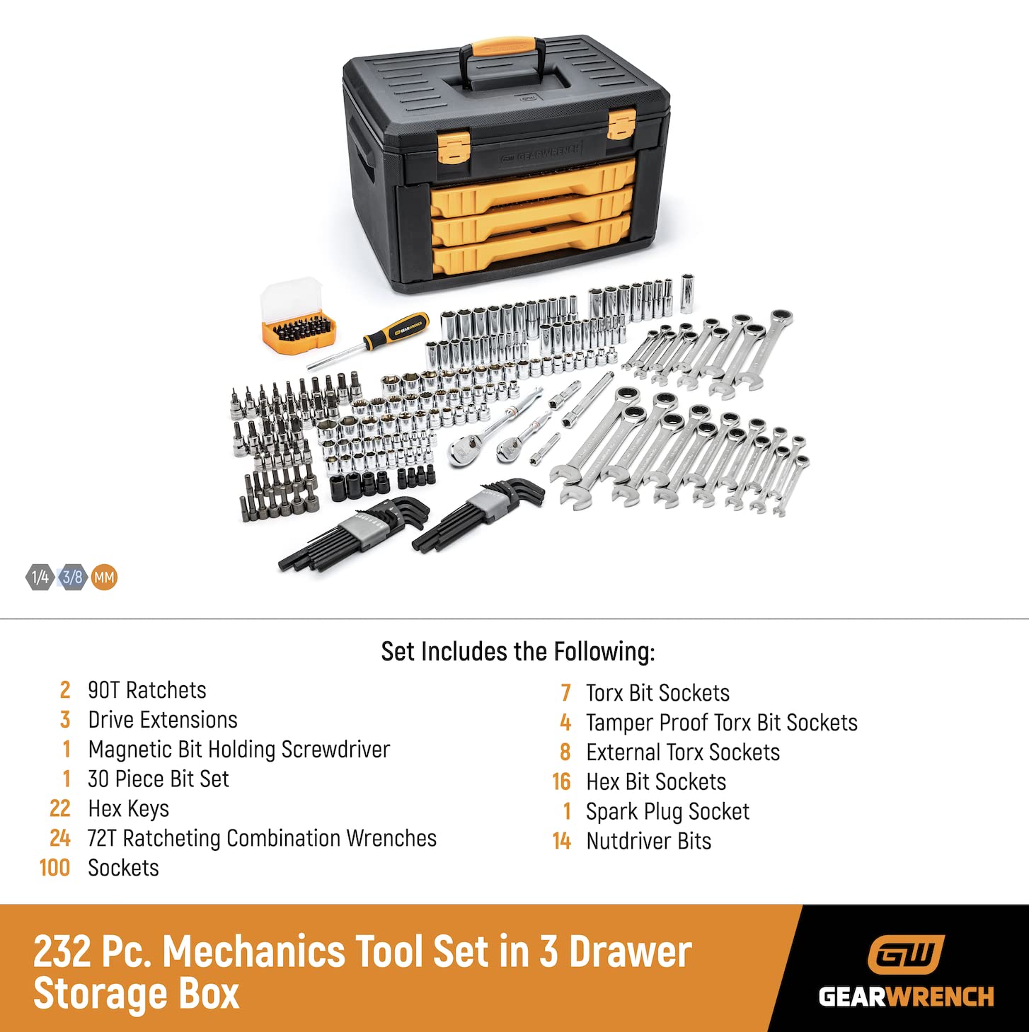 Foto 4 pulgar | Juego De Herramientas Mecánicas Gearwrench 232 Piezas Con 3 Cajones De Almacenamiento - Venta Internacional.