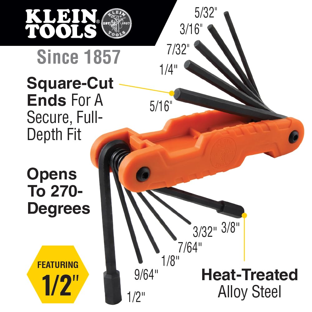 Foto 3 pulgar | Juego De Llaves Hexagonales Klein Tools Pro, Plegables, Sae Y Métricas - Venta Internacional.