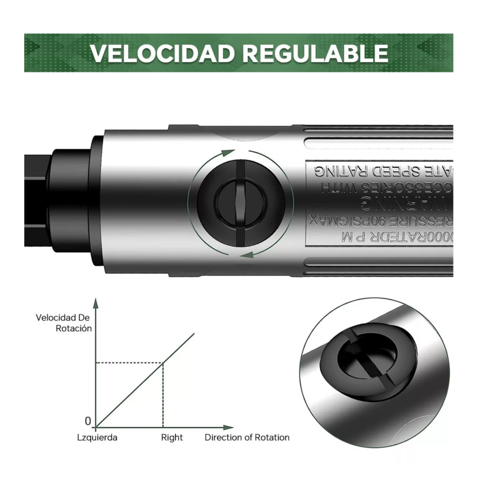 Foto 4 pulgar | Kit Mini Taladro Neumático Amoladora Neumática Plata Belug