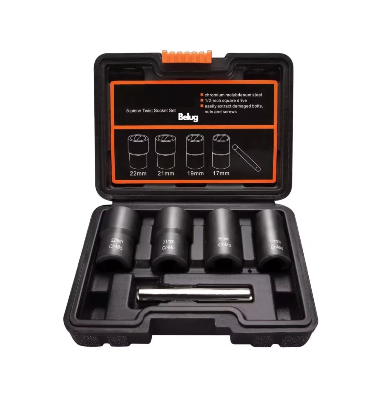 Foto 1 | Juego De Extractores Belug 1/2'' Para Quitar Tuercas Barridas Negro Detalle Naranja