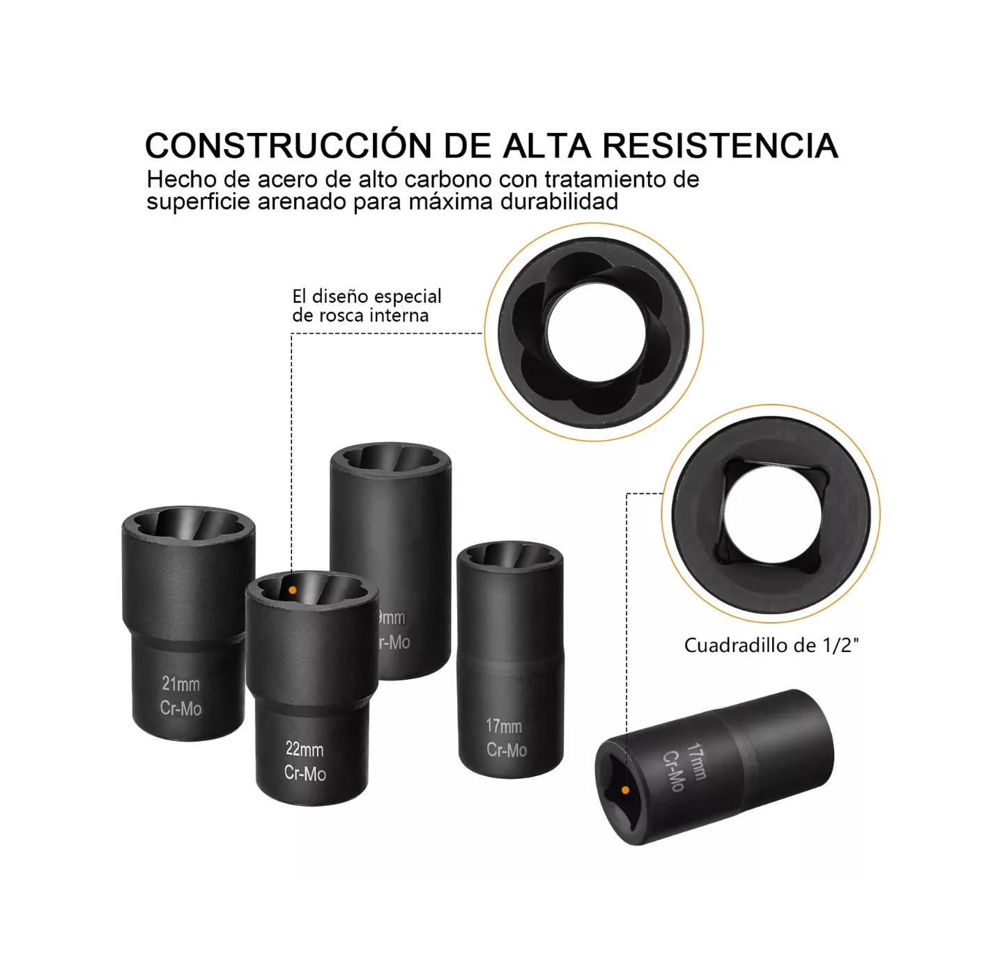 Foto 3 pulgar | Juego De Extractores Belug 1/2'' Para Quitar Tuercas Barridas Negro Detalle Naranja