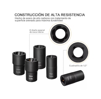 Foto 2 | Juego De Extractores Belug 1/2'' Para Quitar Tuercas Barridas Negro Detalle Naranja