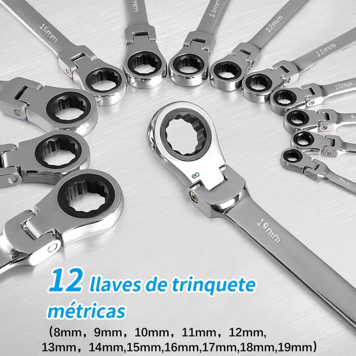 Foto 4 pulgar | Language Set 12pzs Llave Inglesa Combinada Tipo Matraca Ajustable Eo Safe Imports Esi-12369-1 Plata