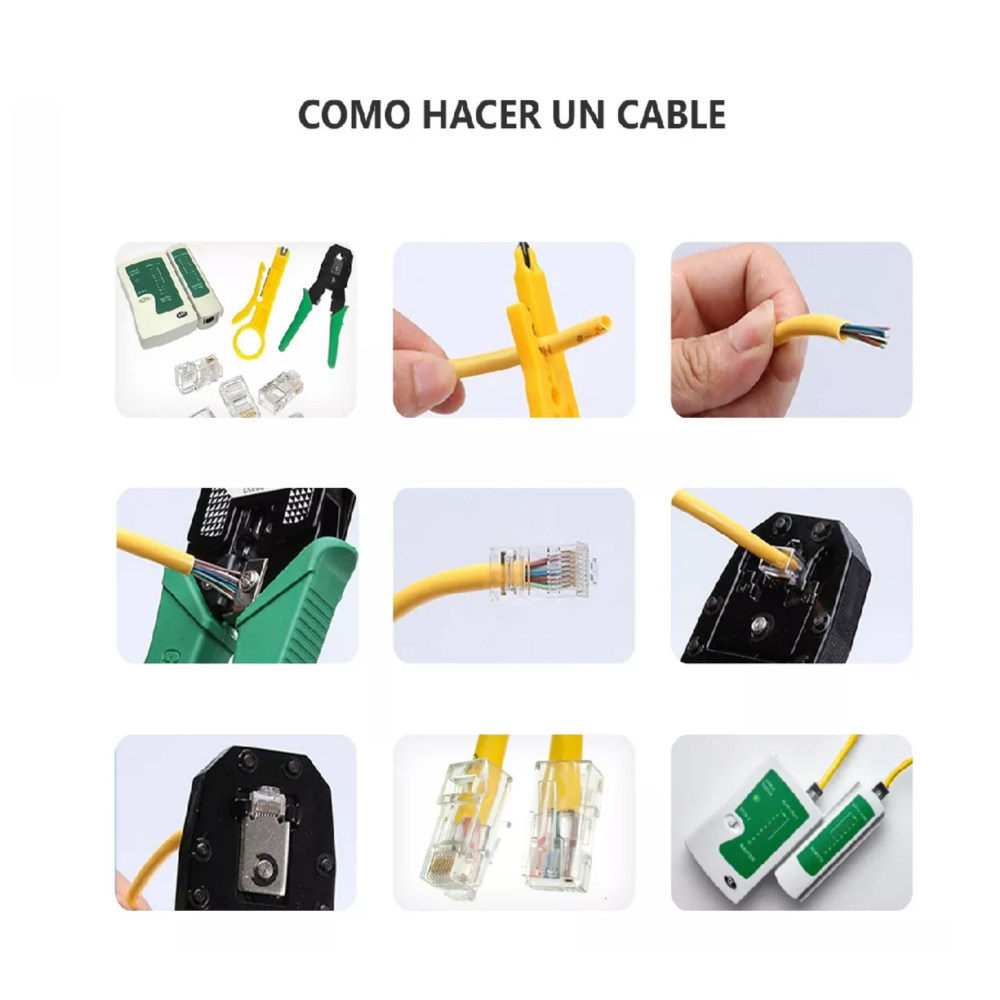 Foto 3 | Kit De Herramientas Cableado Redes Básico Rj11 Rj45 12 Pz Verde Belug