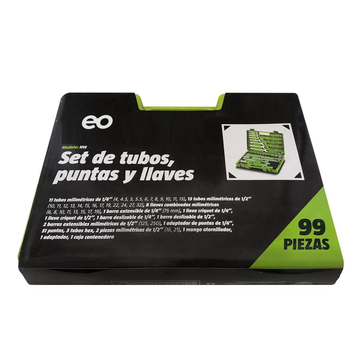 Foto 2 pulgar | Juego Herramientas Dados Llaves Y Puntas De 99 Piezas Eo Safe Imports Esi-14953-1 Verde
