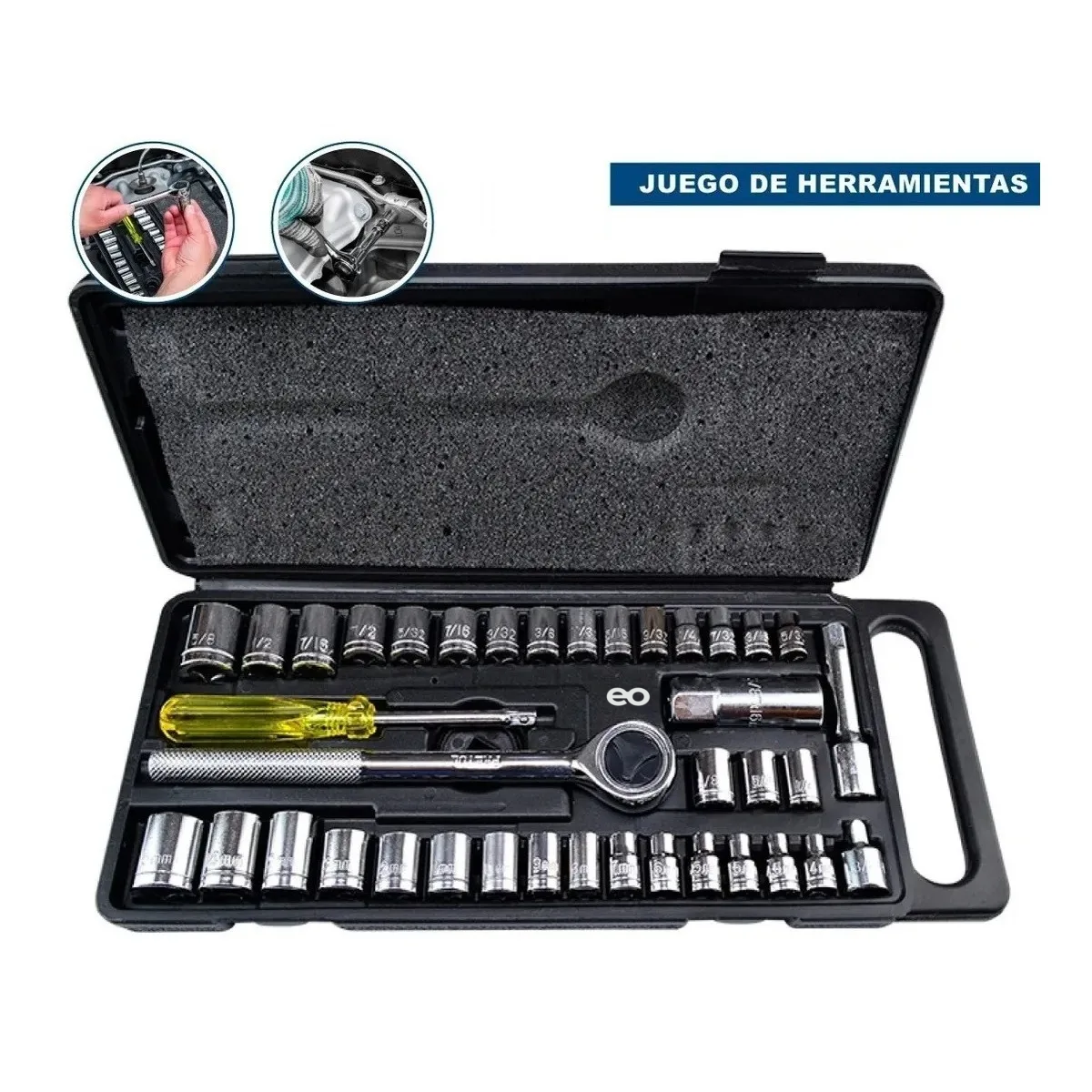 Foto 3 pulgar | Uego De Dados Con Matraca 40 Piezas Tpss40c Eo Safe Imports Esi-3805-1 Negro