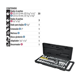 Foto 3 | Uego De Dados Con Matraca 40 Piezas Tpss40c Eo Safe Imports Esi-3805-1 Negro