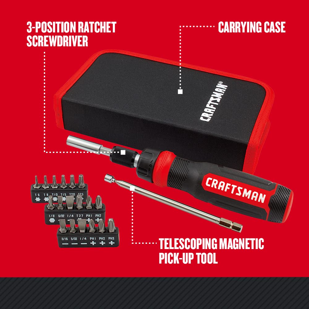 Foto 2 | Juego De Destornilladores Con Trinquete Craftsman Multibit, 26 Piezas - Venta Internacional.