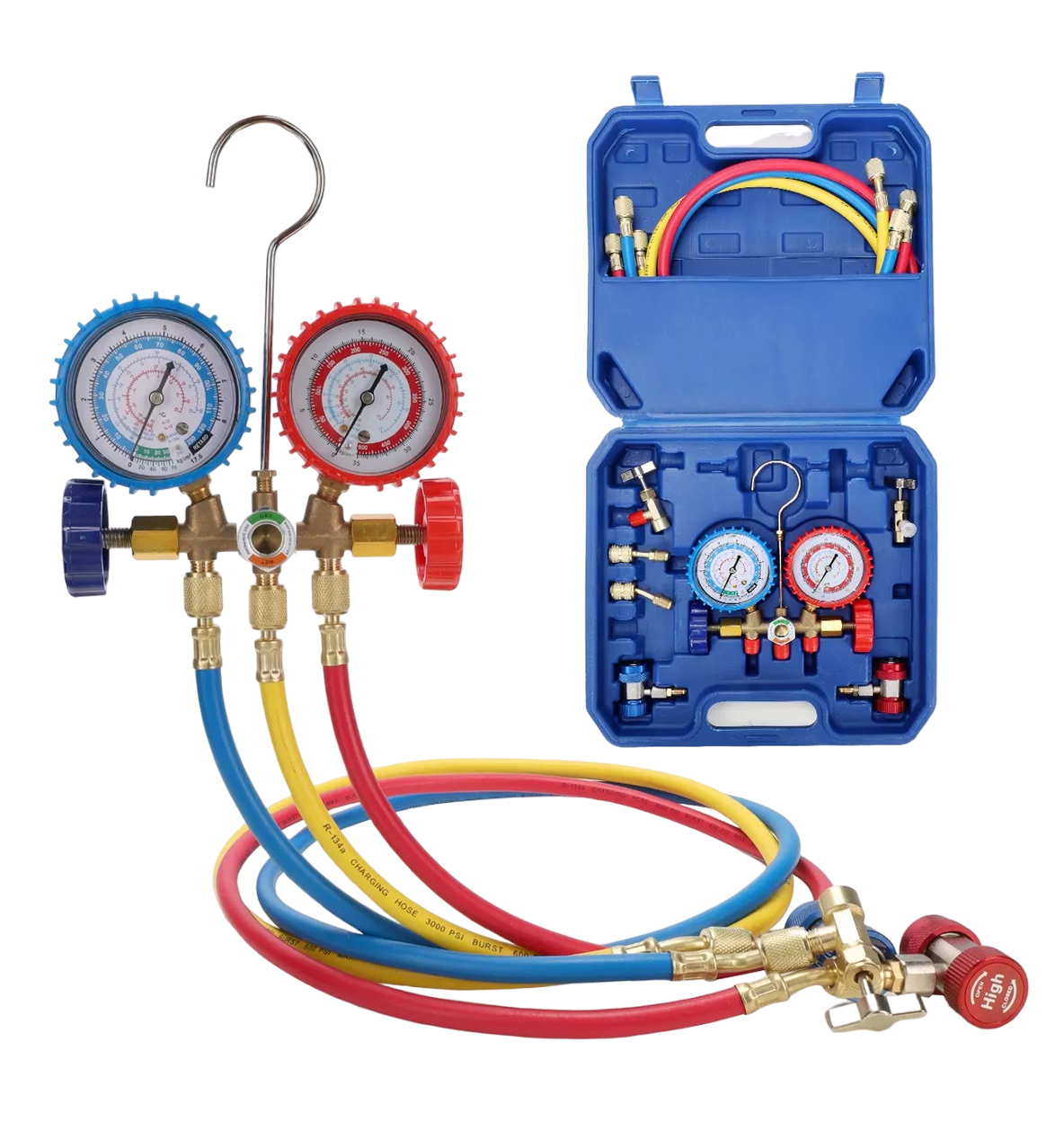 Foto 3 pulgar | Kit Juego Manometros Refrigeracion Manifold 3 Vías 3-1000mpa, Belug Azul