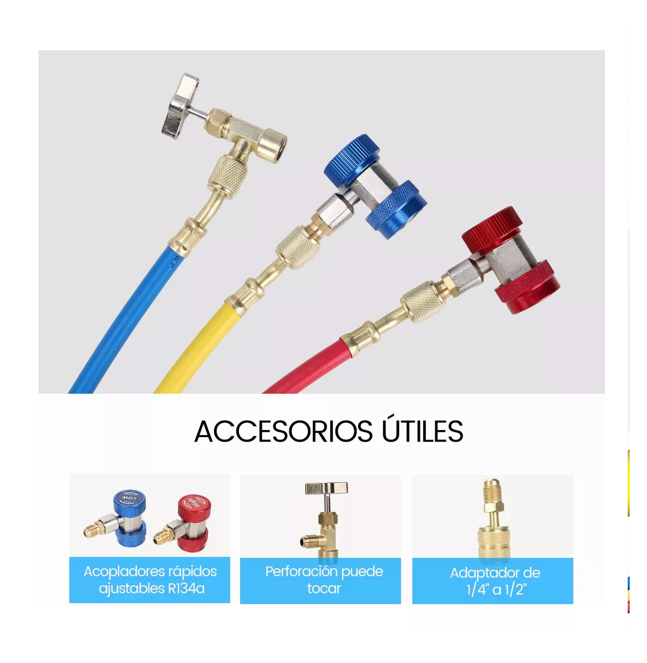 Foto 5 | Kit Juego Manometros Refrigeracion Manifold 3 Vías 3-1000mpa, Belug Azul