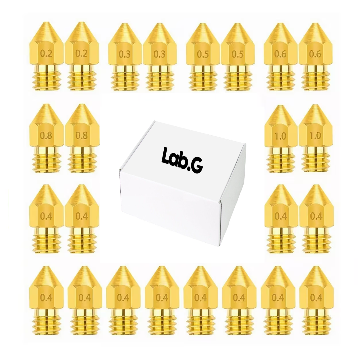 Foto 1 | Kit De 24 Boquillas Lab.g Nozzle Impresora 3d Mk8 0,2-1 Etc. (24 U Dorado