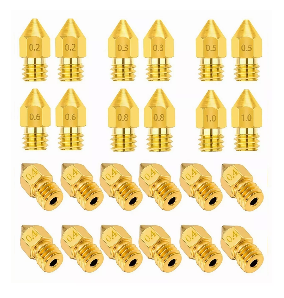 Foto 2 | Kit De 24 Boquillas Lab.g Nozzle Impresora 3d Mk8 0,2-1 Etc. (24 U Dorado