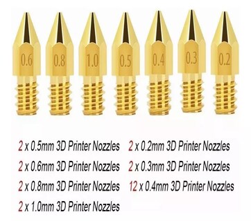 Foto 5 | Kit De 24 Boquillas Lab.g Nozzle Impresora 3d Mk8 0,2-1 Etc. (24 U Dorado