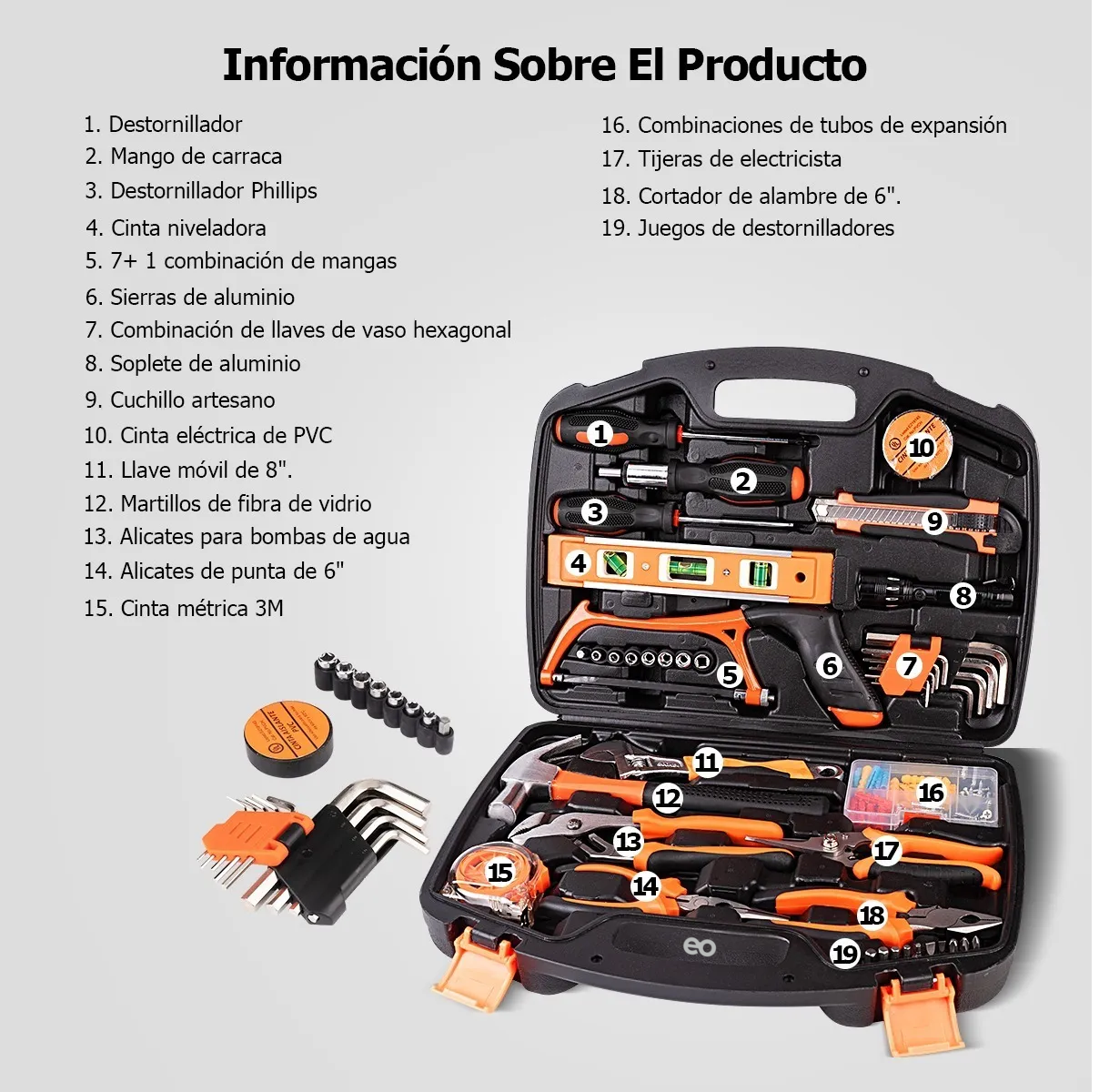 Foto 4 pulgar | Juego Herramientas Reparación Doméstica 106pcs Eo Safe Imports Esi-2846-1 Mutlicolor