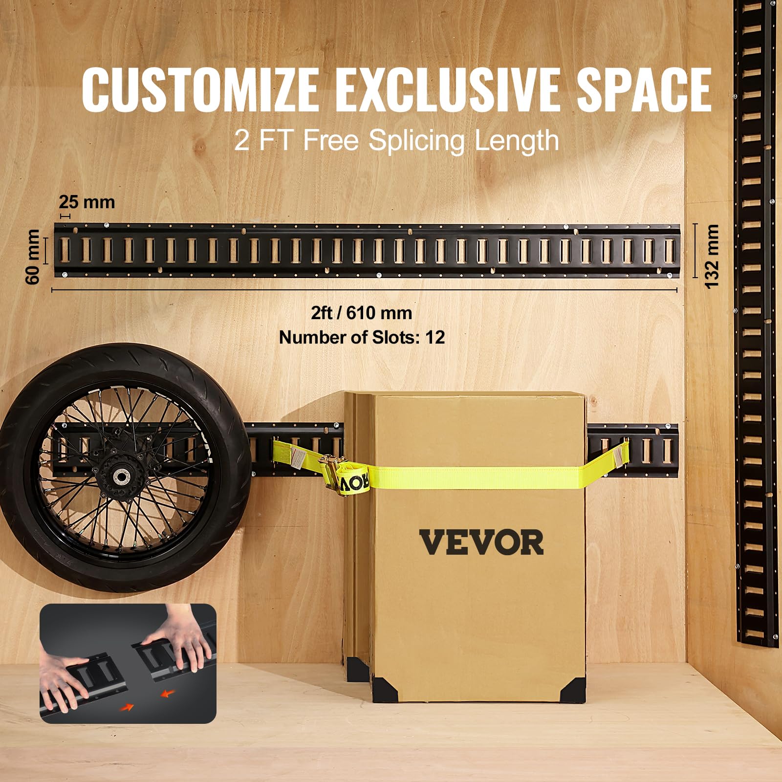 Foto 5 pulgar | Kit De Rieles De Amarre E Track Vevor, 60 Cm, Acero, Paquete De 4 Unidades, 900 Kg - Venta Internacional.