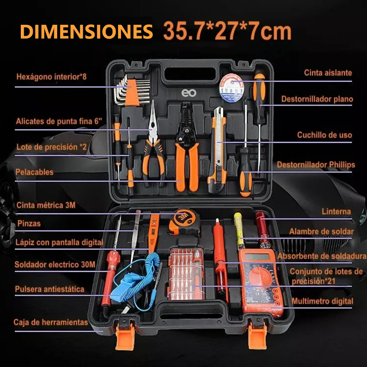 Foto 4 pulgar | Juego De Herramientas Mecánica Con Electricistas Multímetro Eo Safe Imports Esi-18724 Multicolor