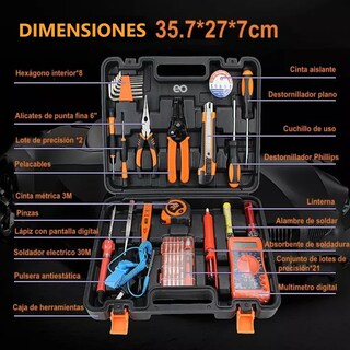 Foto 3 | Juego De Herramientas Mecánica Con Electricistas Multímetro Eo Safe Imports Esi-18724 Multicolor