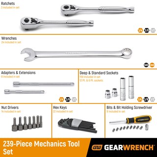 Foto 2 | Juego de Herramientas Gearwrench 239 Piezas - Venta Internacional