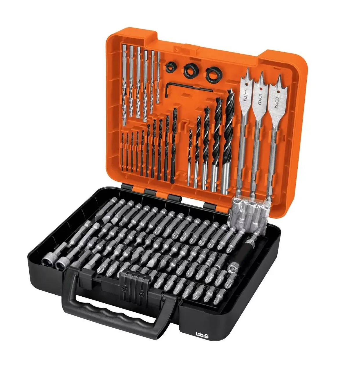 Foto 1 | Juego De Brocas Y Puntas Lab.g, 100 Piezas Estuche Naranja Negro