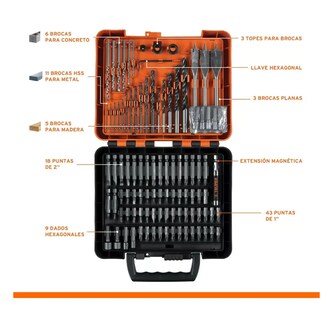 Foto 3 | Juego De Brocas Y Puntas Lab.g, 100 Piezas Estuche Naranja Negro