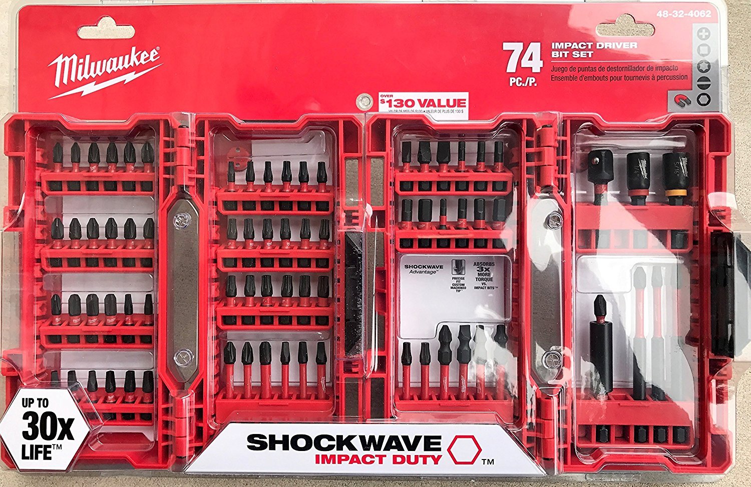 Juego De Brocas Impact Driver Milwaukee Shockwave, 74 Piezas - Venta Internacional.
