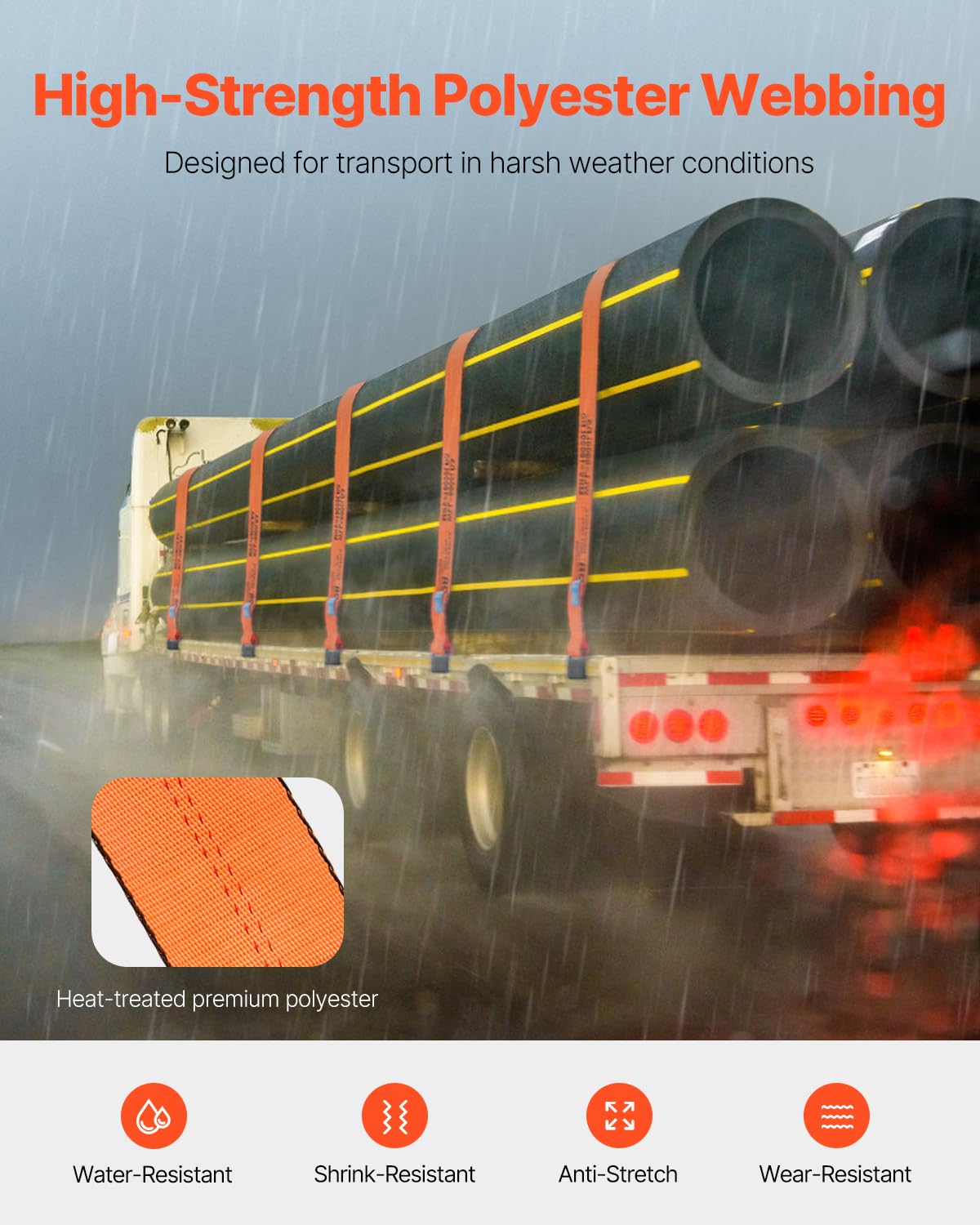Foto 4 pulgar | Correas Vevor Para Camiones, 4 X 9 M, Muy Resistentes, Con Amarre, 8165 Kg - Venta Internacional.